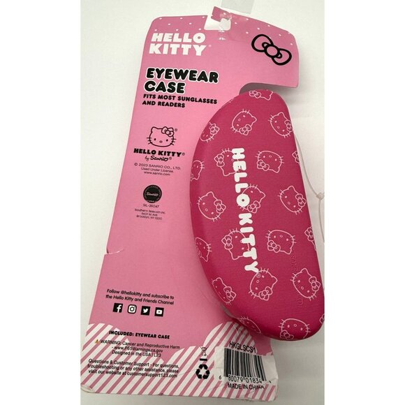 Hello Kitty Pink Eyewear Case Velvet Lined Impact Resistant Fits Most Sunglasses - Picture 2 of 2
